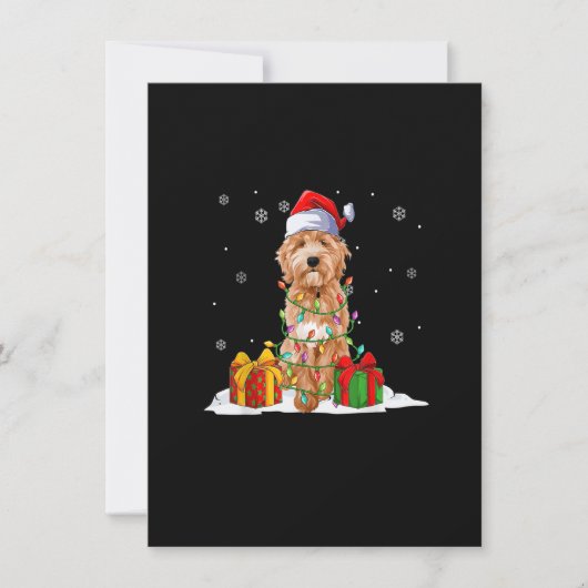 Goldendoodle Santa Christmas Tree Lights Xmas Paja 招待状 (正面)