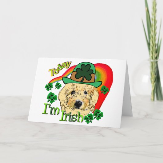 Goldendoodle St patricks day カード (正面)