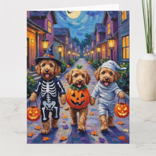 Goldendoodle Trick-or-Treating Halloween Costumes カード (正面)