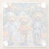 Goldendoodle Trick-or-Treating Halloween Costumes ガラスコースター (裏面)