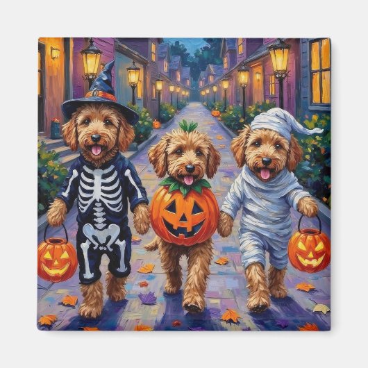 Goldendoodle Trick-or-Treating Halloween Costumes マグネット (正面)