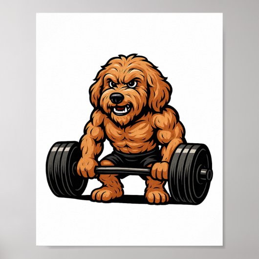 Goldendoodle Weightlifting Bodybuilder Workout Gym ポスター (正面)
