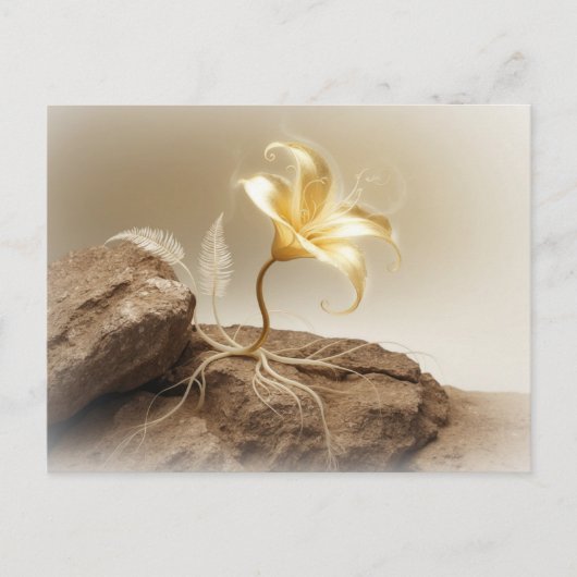 Goldene Blume auf einem Stein ポストカード (正面)