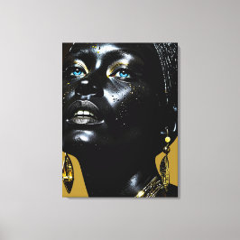 Goldene Eleganz: Schwarze Schönheit mit Schmuck キャンバスプリント