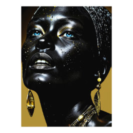 Goldene Eleganz: Schwarze Schönheit mit Schmuck フォトプリント