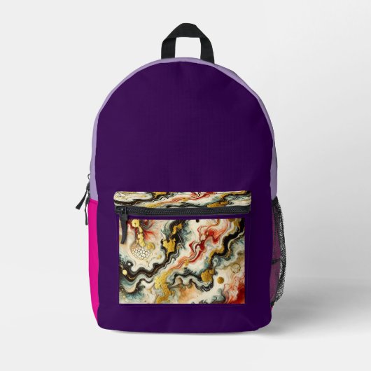 Goldene Flüsse  プリントバックパック (正面)