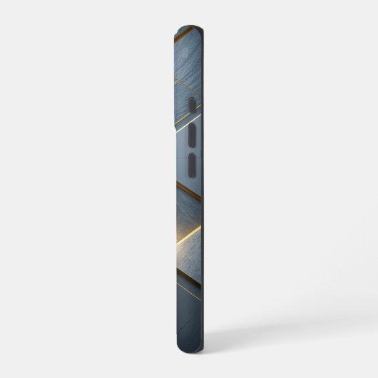 Goldene Geometrie Marmor Luxus Muster iPhoneケース (左側面)