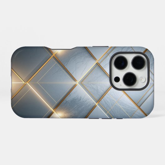 Goldene Geometrie Marmor Luxus Muster iPhoneケース (裏面横)