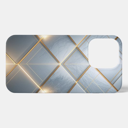 Goldene Geometrie Marmor Luxus Muster iPhoneケース (裏面横)