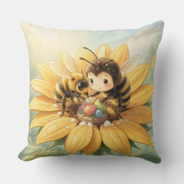 Goldene Hummel im Blütentanz1 クッション