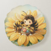 Goldene Hummel im Blütentanz1 ラウンドクッション (裏面)