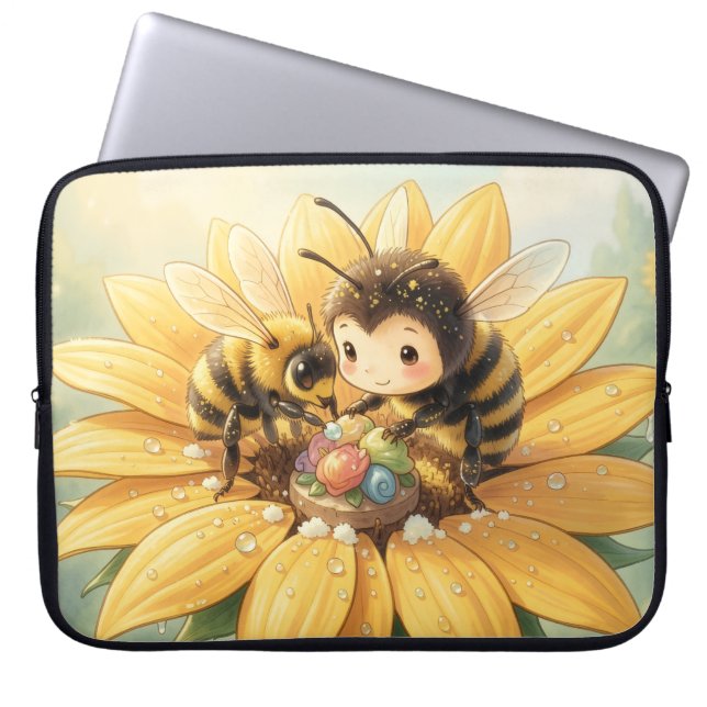 Goldene Hummel im Blütentanz1 ラップトップスリーブ (正面)