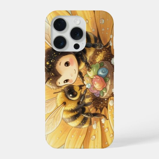 Goldene Hummel im Blütentanz1 iPhoneケース (裏面)