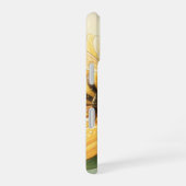Goldene Hummel im Blütentanz1 iPhone 16ケース (右側面)