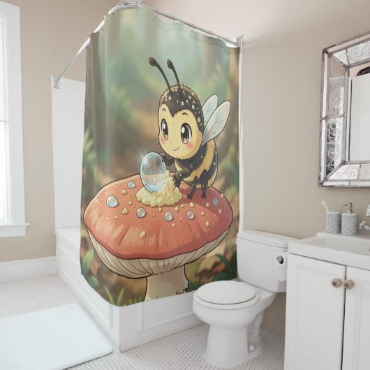 Goldene Hummel im Blütentanz  シャワーカーテン (インサイチュ)