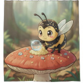 Goldene Hummel im Blütentanz  シャワーカーテン (正面)