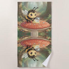 Goldene Hummel im Blütentanz ビーチタオル