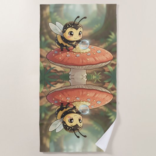 Goldene Hummel im Blütentanz ビーチタオル (正面)