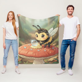 Goldene Hummel im Blütentanz フリースブランケット