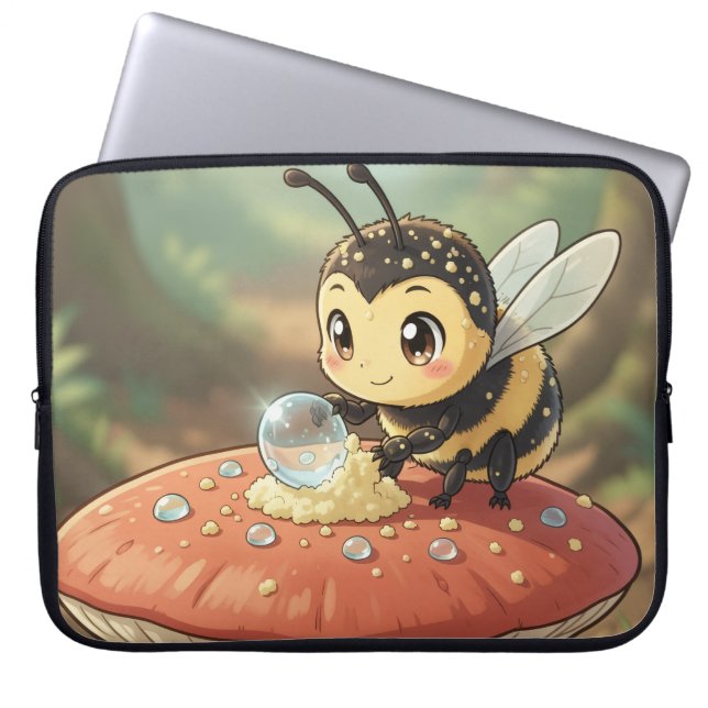 Goldene Hummel im Blütentanz  ラップトップスリーブ (正面)