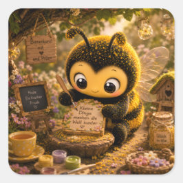 Goldene Hummel im Blütentanz.10 スクエアシール