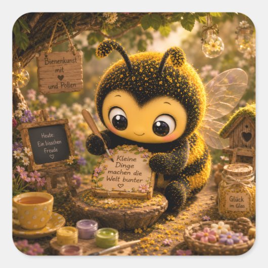 Goldene Hummel im Blütentanz.10 スクエアシール (正面)