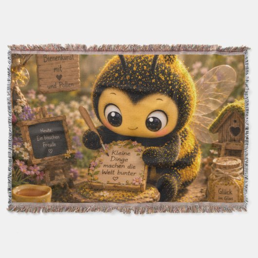 Goldene Hummel im Blütentanz.10 スローブランケット (正面)