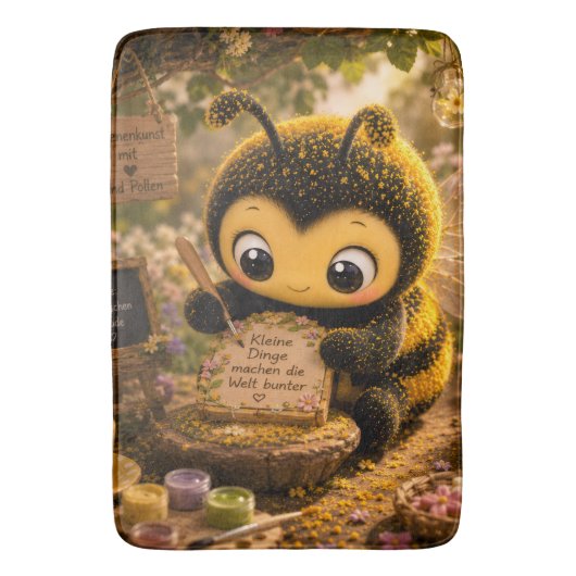 Goldene Hummel im Blütentanz.10 バスマット (正面縦)