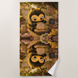 Goldene Hummel im Blütentanz.10 ビーチタオル