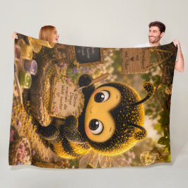 Goldene Hummel im Blütentanz.10 フリースブランケット