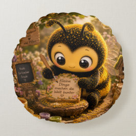 Goldene Hummel im Blütentanz.10 ラウンドクッション