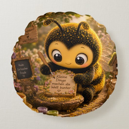 Goldene Hummel im Blütentanz.10 ラウンドクッション (正面)