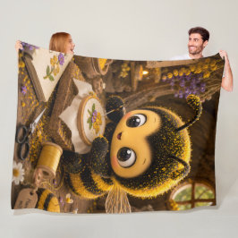 Goldene Hummel im Blütentanz.11 フリースブランケット