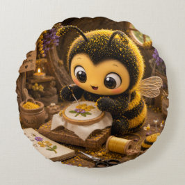 Goldene Hummel im Blütentanz.11 ラウンドクッション