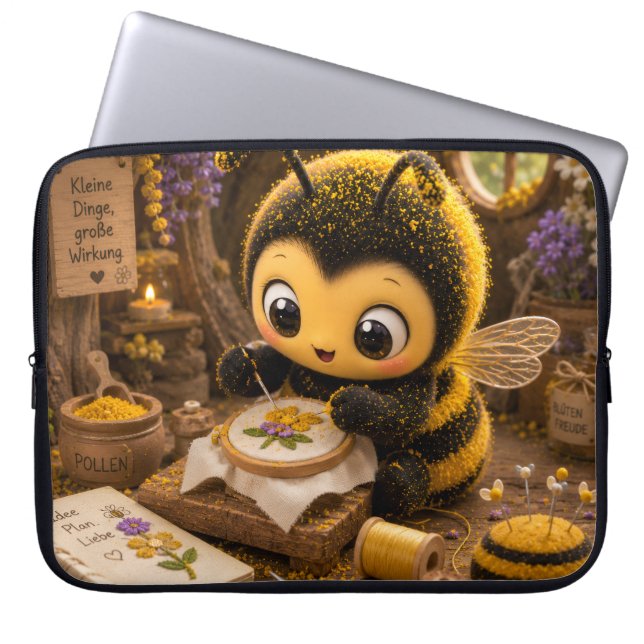 Goldene Hummel im Blütentanz.11 ラップトップスリーブ (正面)