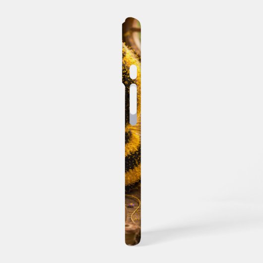 Goldene Hummel im Blütentanz.11 iPhone 16ケース (左側面)