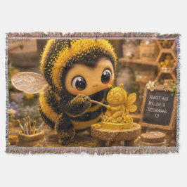 Goldene Hummel im Blütentanz.12 スローブランケット