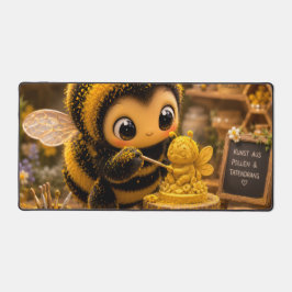 Goldene Hummel im Blütentanz.12 デスクマット