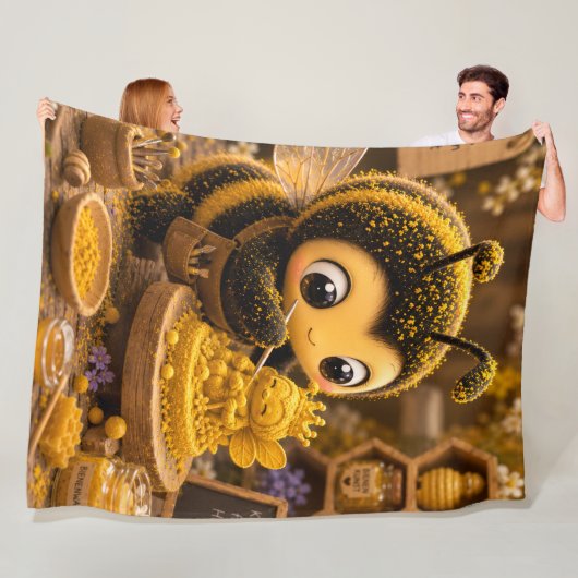Goldene Hummel im Blütentanz.12 フリースブランケット (インサイチュ)