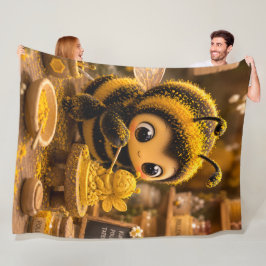 Goldene Hummel im Blütentanz.12 フリースブランケット
