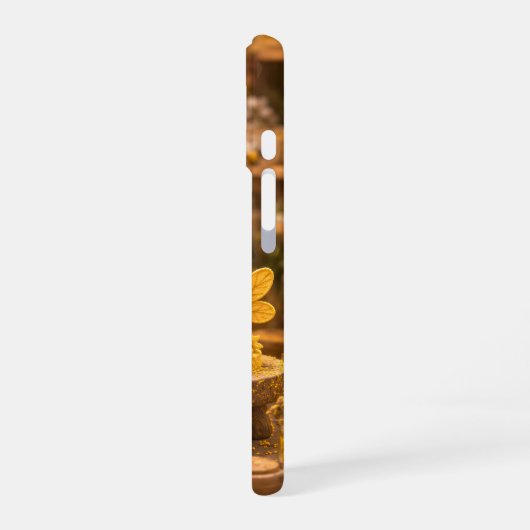 Goldene Hummel im Blütentanz.12 iPhone 16ケース (左側面)