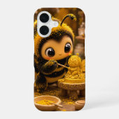 Goldene Hummel im Blütentanz.12 iPhone 16ケース (裏面)