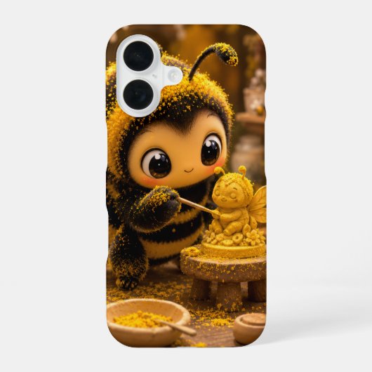 Goldene Hummel im Blütentanz.12 iPhone 16ケース (裏面)