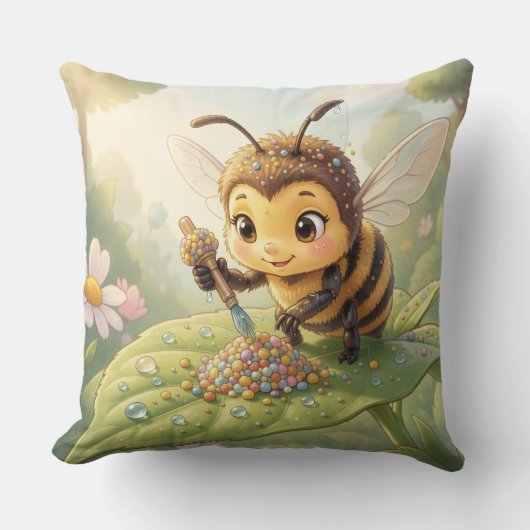 Goldene Hummel im Blütentanz.2 クッション (正面)