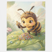 Goldene Hummel im Blütentanz.2 フリースブランケット (正面)