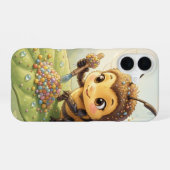 Goldene Hummel im Blütentanz.2 iPhone 16ケース (裏面横)