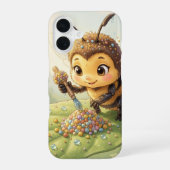 Goldene Hummel im Blütentanz.2 iPhone 16ケース (裏面)