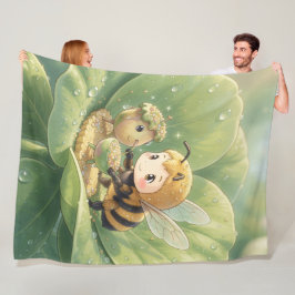 Goldene Hummel im Blütentanz.3 フリースブランケット