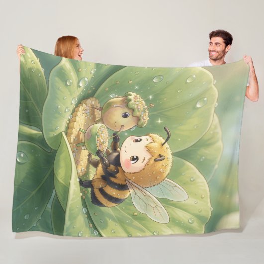 Goldene Hummel im Blütentanz.3 フリースブランケット (インサイチュ)
