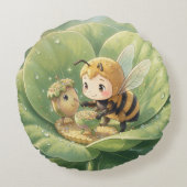 Goldene Hummel im Blütentanz.3 ラウンドクッション (裏面)